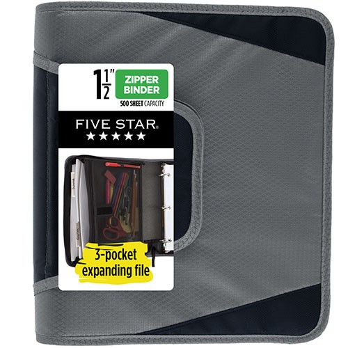 Five Star 1-1/2" Binder with Expanding File, 13" x 11", Assorted