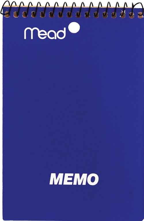 Memo Book, Mead Spiral, End, 4" x 6", 40 Sheets