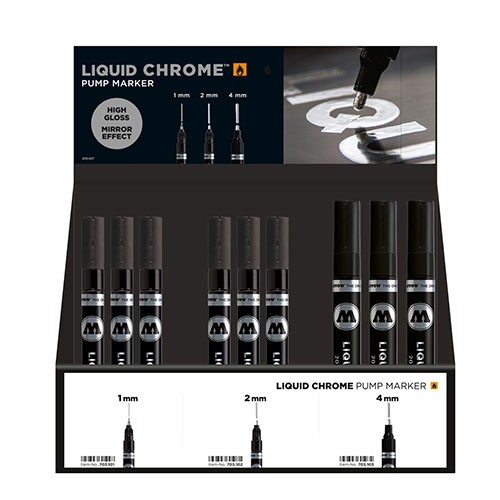 Liquid Chrome Pump Marker Display, Assorted Point Sizes, 36 Count