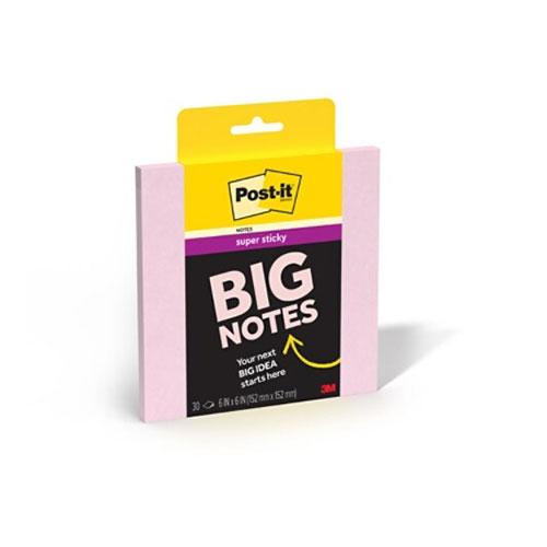 Post-it® Super Sticky Big Pad, Pink Salt, 6x6in (15.2x15.2mm), 1 pad, 30 sheet, 100% PEFC