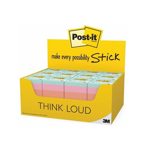 Post-it Notes 2" x 2" Pastels Mini Cube Counter Display, 24 Count