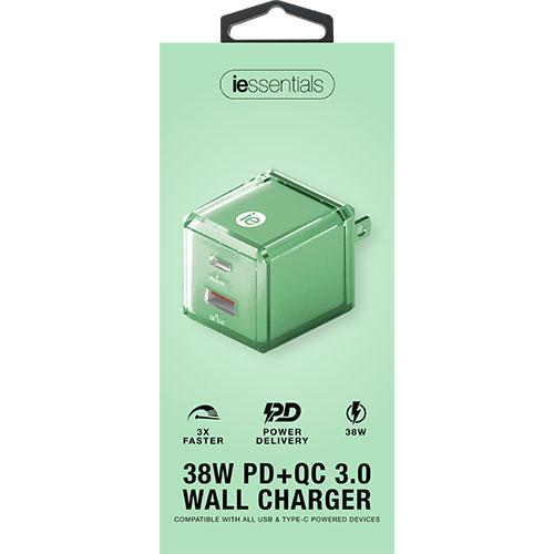 iEssentials 38Watt PD Wall Charger USB/Type C , Mint