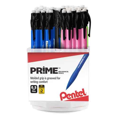 PRIME Mechanical Pencil, (0.5mm) Fine line, Assorted Barrels, Spinner Display, 48 Count