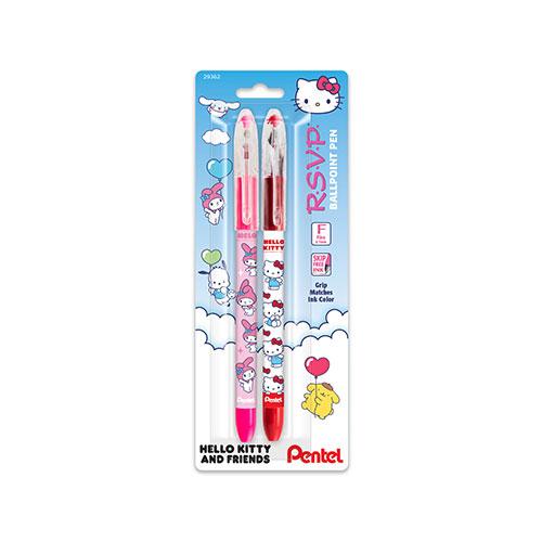 RSVP Ballpoint Pen, Hello Kitty & Friends, Limited Edition,  (0.7mm), Asstd Ink (B/C/D/S/V),5 Pack 