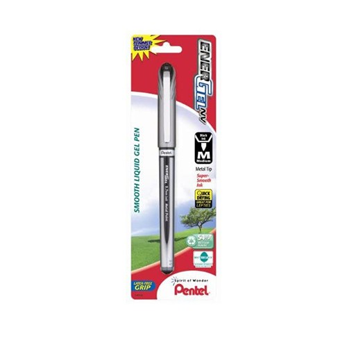 EnerGel® NV, Liquid Gel Pen, 0.7mm, Medium Line Capped, Metal Tip, 1/cd, Black