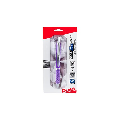 Energel® Alloy RT Retractable Liquid Gel Roller, Violet Barrel, Black Ink, Metal Tip, 0.7mm