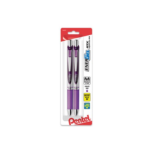 EnerGel® Deluxe RTX Retractable Liquid Gel Pens, Metal Tip, 0.7mm, Medium, Violet, 2/cd