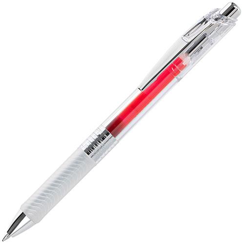 EnerGel ICE  Liquid Gel Pen, (0.7mm) Metal Tip, Medium Line, Transparent Barrel, Red Ink
