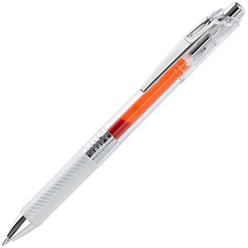 EnerGel ICE  Liquid Gel Pen, (0.7mm) Metal Tip, Medium Line, Transparent Barrel, Orange Ink