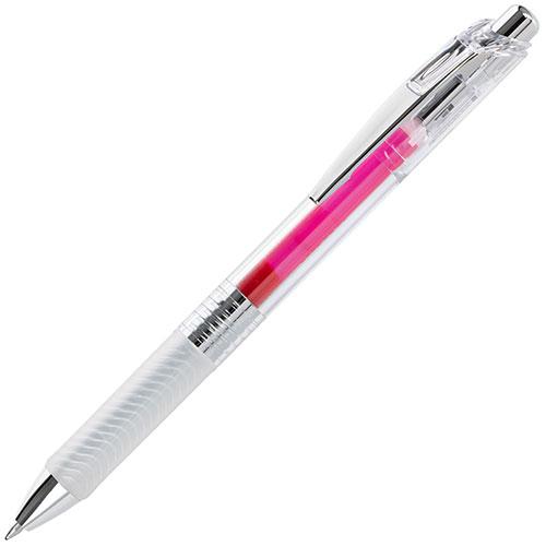 EnerGel ICE  Liquid Gel Pen, (0.7mm) Metal Tip, Medium Line, Transparent Barrel, Pink Ink