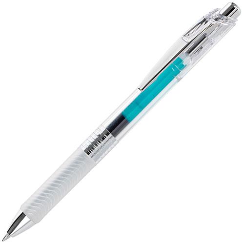 EnerGel ICE  Liquid Gel Pen, (0.7mm) Metal Tip, Medium Line, Transparent Barrel, Turquoise Ink