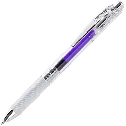 EnerGel ICE  Liquid Gel Pen, (0.7mm) Metal Tip, Medium Line, Transparent Barrel, Violet Ink