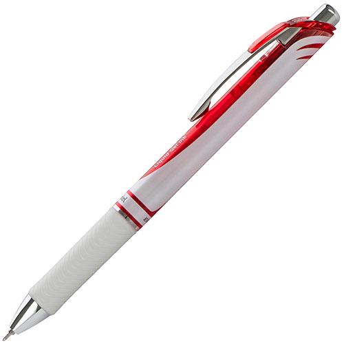 EnerGel Pearl Retractable (0.5mm) Needle Tip, Fine Line, Red Accent, Red Ink