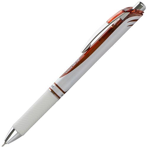 EnerGel Pearl Retractable (0.5mm) Needle Tip, Fine Line, Brown Accent, Brown Ink