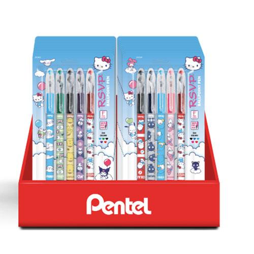 Hello Kitty & Friends Display,  Limited Edition, RSVP Ballpoint Pen (Assorted Ink) 5 Pack,  Counter Display - 24 Pieces