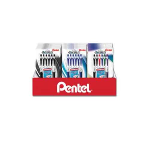 GlideWrite with TechniFlo Ink Ballpoint Pen, (1.0mm) Med. Line, Assorted Ink 6 Pack Blister Pack Counter Display - 36 Pieces