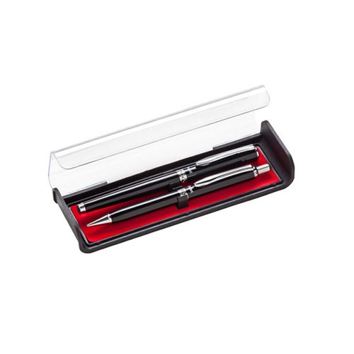 Libretto 0.7mm EnerGel Pen, and 0.5mm Pencil Set, w/ Gift Box, Black Barrels, Black Ink