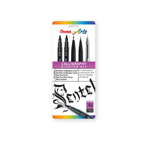 Pentel Arts Calligraphy Starter Kit, Plastic-Free 5 Pack