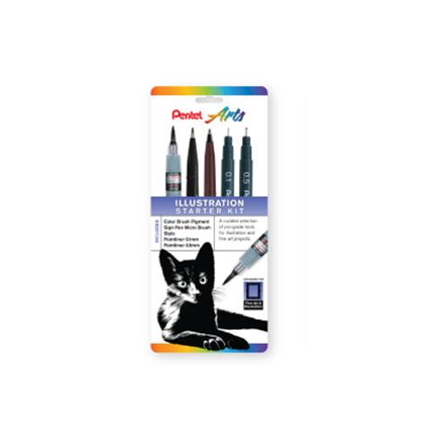 Pentel Arts Illustration Starter Kit, Plastic-Free 5 Pack