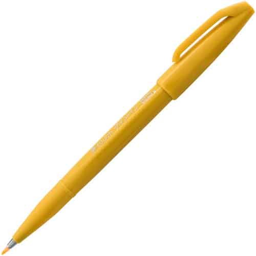 Pentel Arts Sign Pen Brush Tip, Yellow Ink
