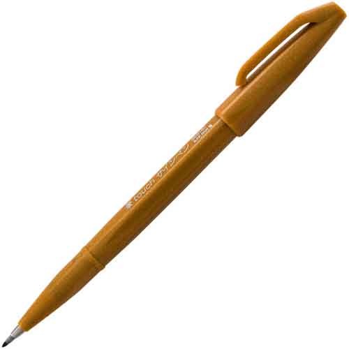 Pentel Arts Sign Pen Brush Tip, Ochre Ink