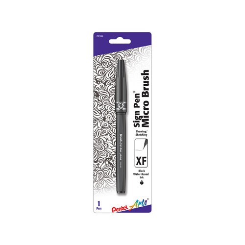 Pentel Arts Sign Pen Micro Brush Tip, Black Ink 1 Pack