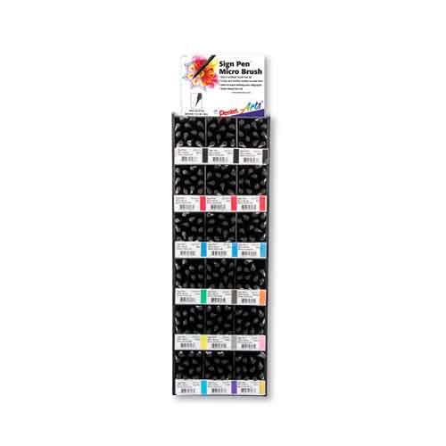 Pentel Arts Sign Pen Micro Brush Tower Display - 216 Pieces