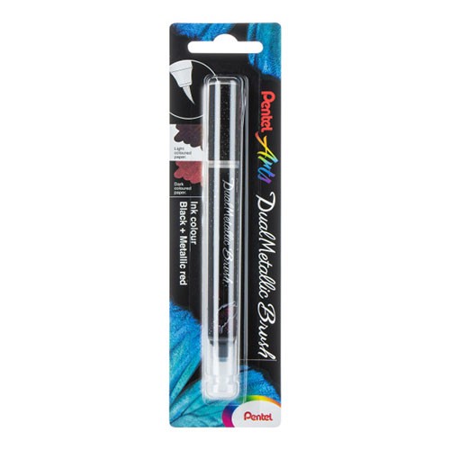 Pentel Arts DualMetallic Brush Black/ Metallic Red