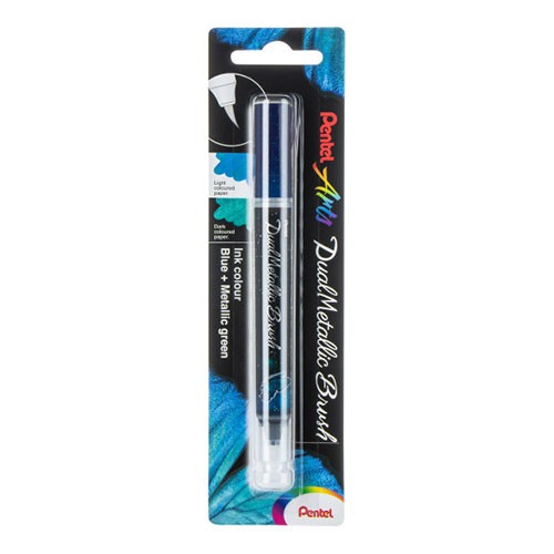 Pentel Arts DualMetallic Brush Blue/ Metallic Green