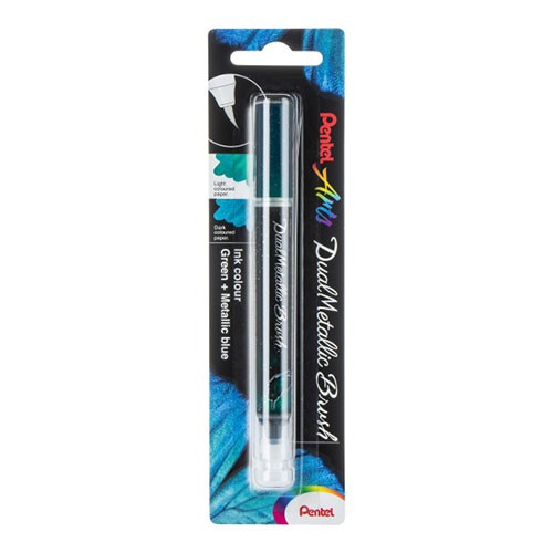 Pentel Arts DualMetallic Brush Green/ Metallic Blue