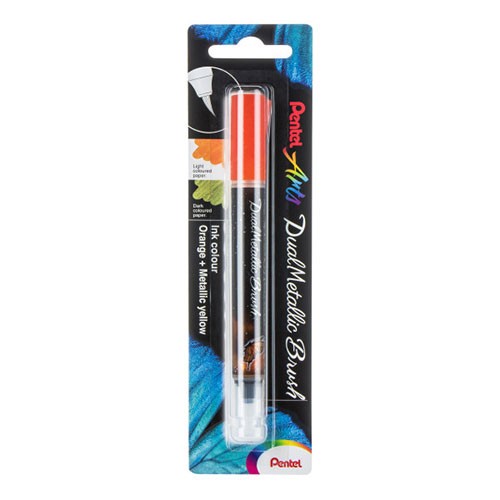 Pentel Arts DualMetallic Brush Orange/ Metallic Yellow
