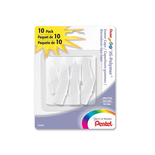 Pentel Arts Hi-Polymer White Cap Erasers10 Pack