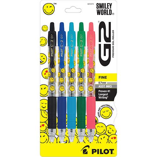 G2 Gel Pen Smiley Fine Assorted 5 Pack