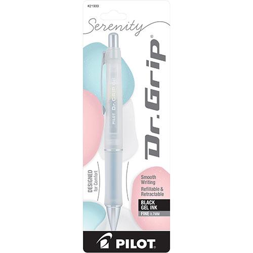 Dr. Grip Serenity Gel Pen, White Barrel, Black ink