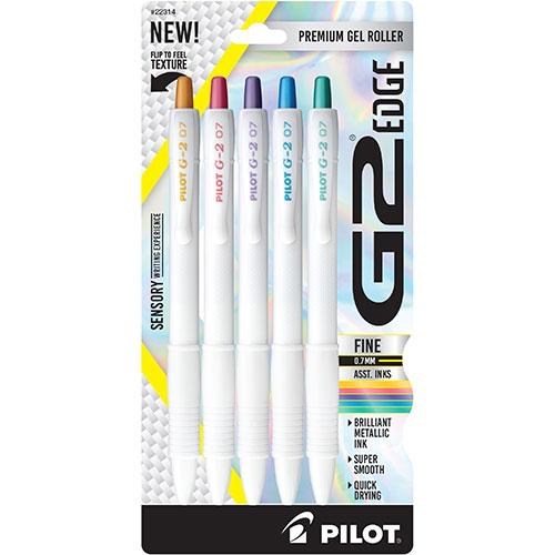 G2 Edge Metallics, White Barrel 5-pk Blue, Gold,Green,Pink,Purple