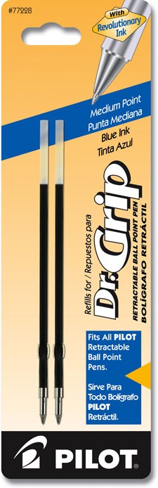 thumbnail image 2 of Pilot Dr. Grip Ballpoint Ink Refill, 2-Pack For Retractable Pens, Medium Point, Blue Ink -77228 2 of 9