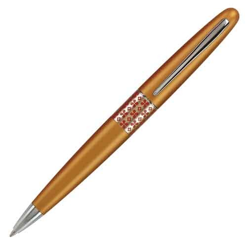 Metropolitan Retro Pop Ball Pen, Medium Point, Black Ink, Orange Barrel, Flower accents