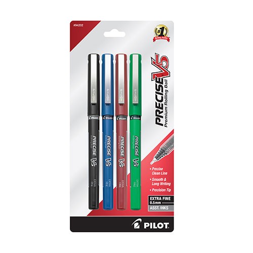 Precise V5, Rolling Ball, Extra-Fine, 4 Pack