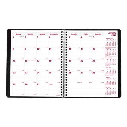 Planner, Monthly, 14-Months (Dec to Jan), Twin Wire, Black, 8-7/8" x 7-1/8"