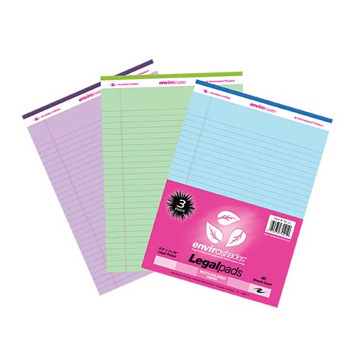 Legal Pad 8.5x11.75 Ast 3pk