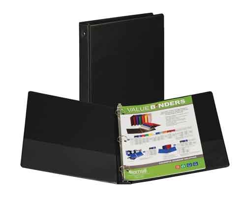 Economy Round Ring Storage Binder, 1" Capacity, Black