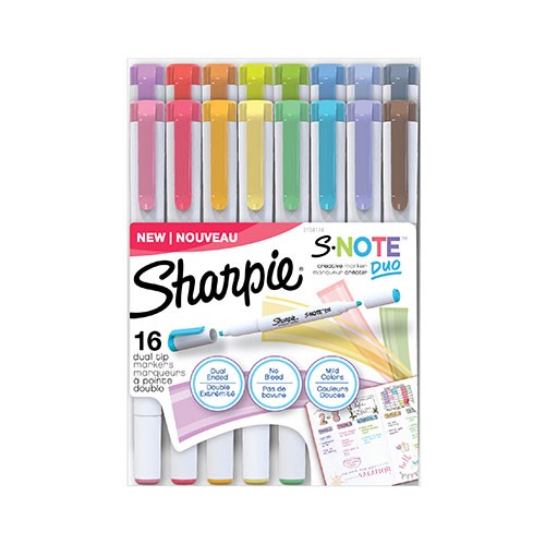 Sharpie S-Note Duo Creative Markers, Assorted Wallet, 16 Count