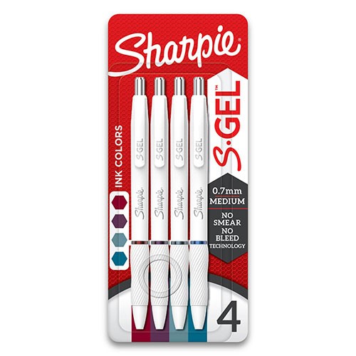Sharpie S-Gel, White Fashion Barrel, Bold Jewel, Medium Point (0.7mm)