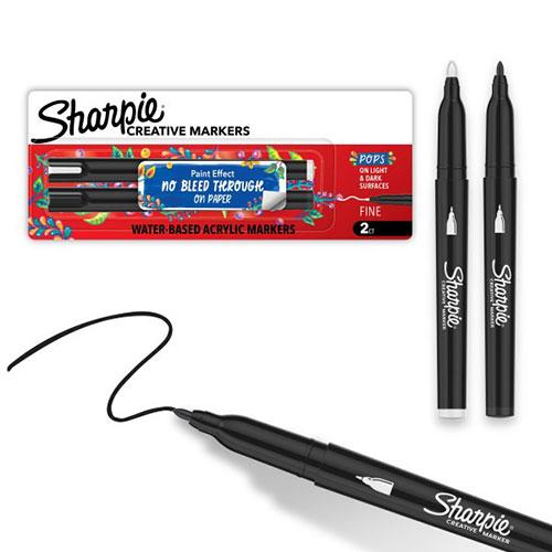 Sharpie Creative Markers, Water-Based Acrylic Paint Markers, Fine Tip, Assorted, 2 Count