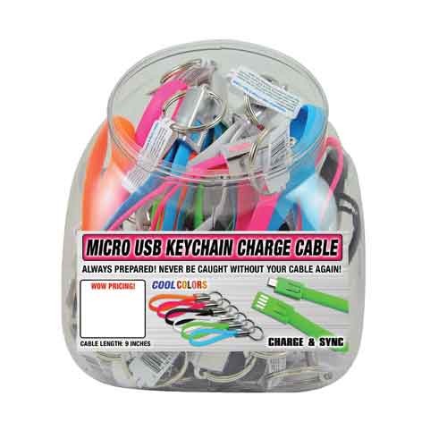 Micro USB Charge/Sync Cable Keychain, Assorted