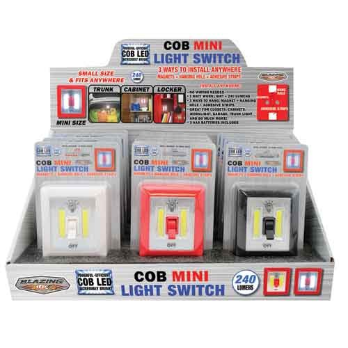 COB LED Light Switches, Mini, Red, White, and Black