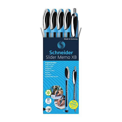 Slider Memo + Rave, Promo Pack, Ballpoint Pens, Light Blue Barrel, 5-Piece Assortment (x4 Memo, x1 Rave), Black Ink, XB