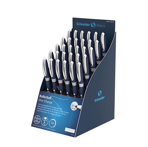 One Change Refillable Rollerball Display, 0.6mm, Assorted, 30 Count