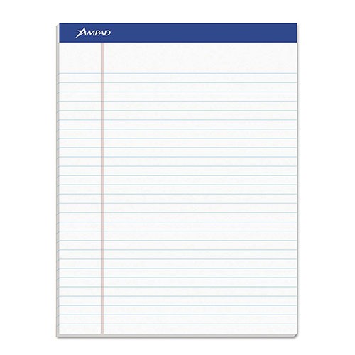 Perforated Pad, 8-1/2" x 11-3/4", White, Legal Rule, 50 Sheets
