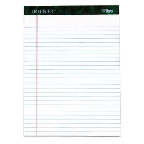 Docket Legal Pad, Letter, White, Rigid Back